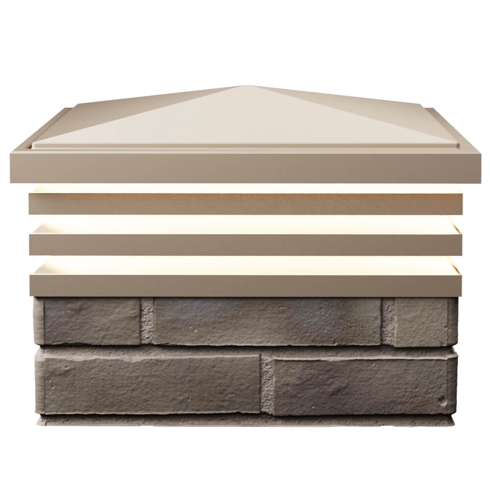 Колпак Zking Бона ХайТек Бежевый на столб 1.5х1.5 кирпича (385х385мм) с подсветкой в Пскове фото