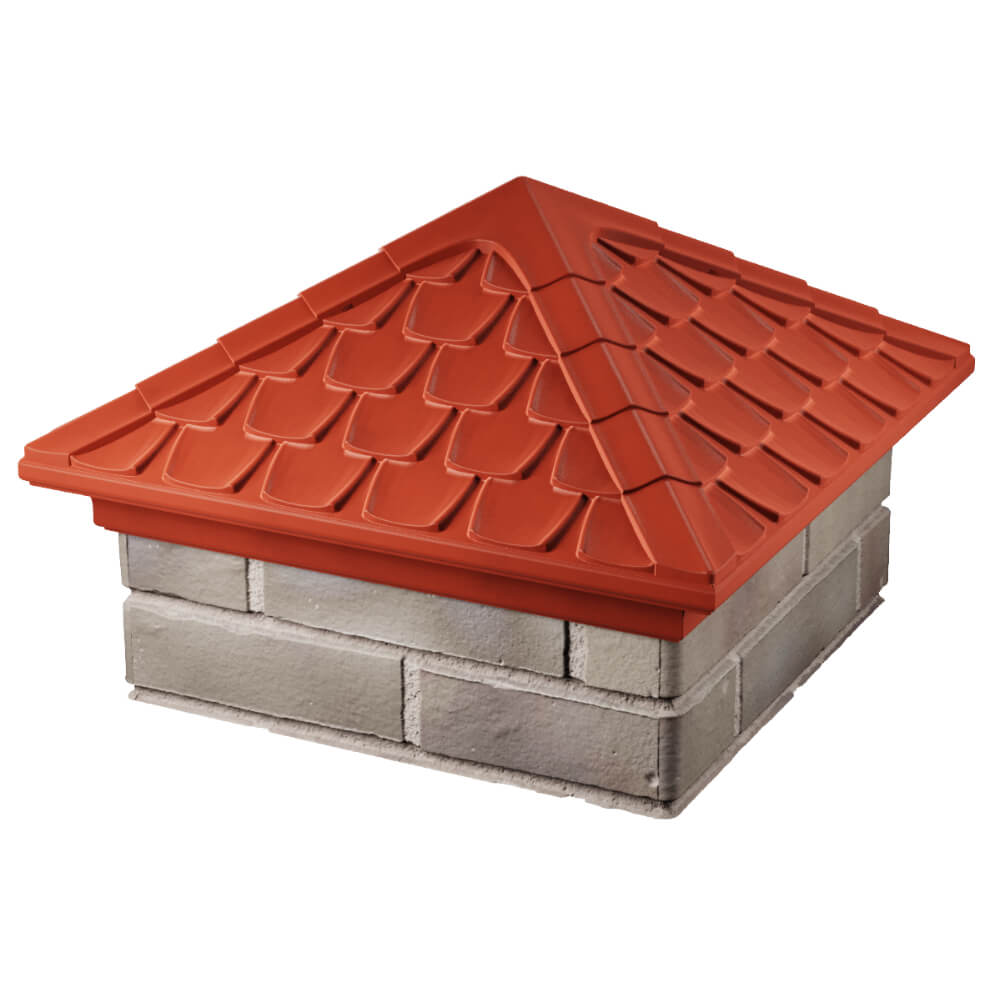 Колпак Zking Эльбрус Красный на столб 1.5х1.5 кирпича (385х385мм) в Пскове фото