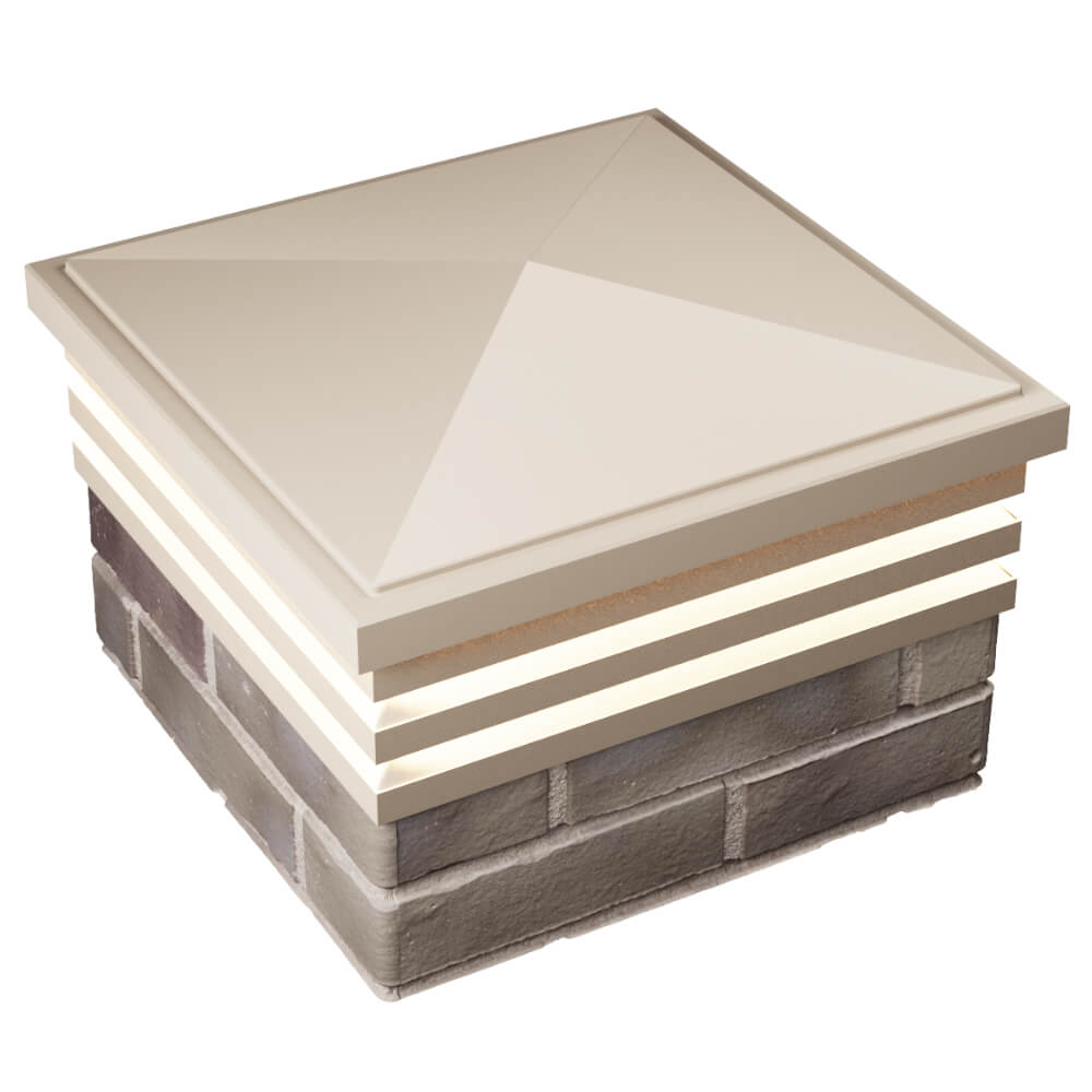 Колпак Zking Бона ХайТек Бежевый на столб 1.5х1.5 кирпича (385х385мм) с подсветкой в Пскове фото