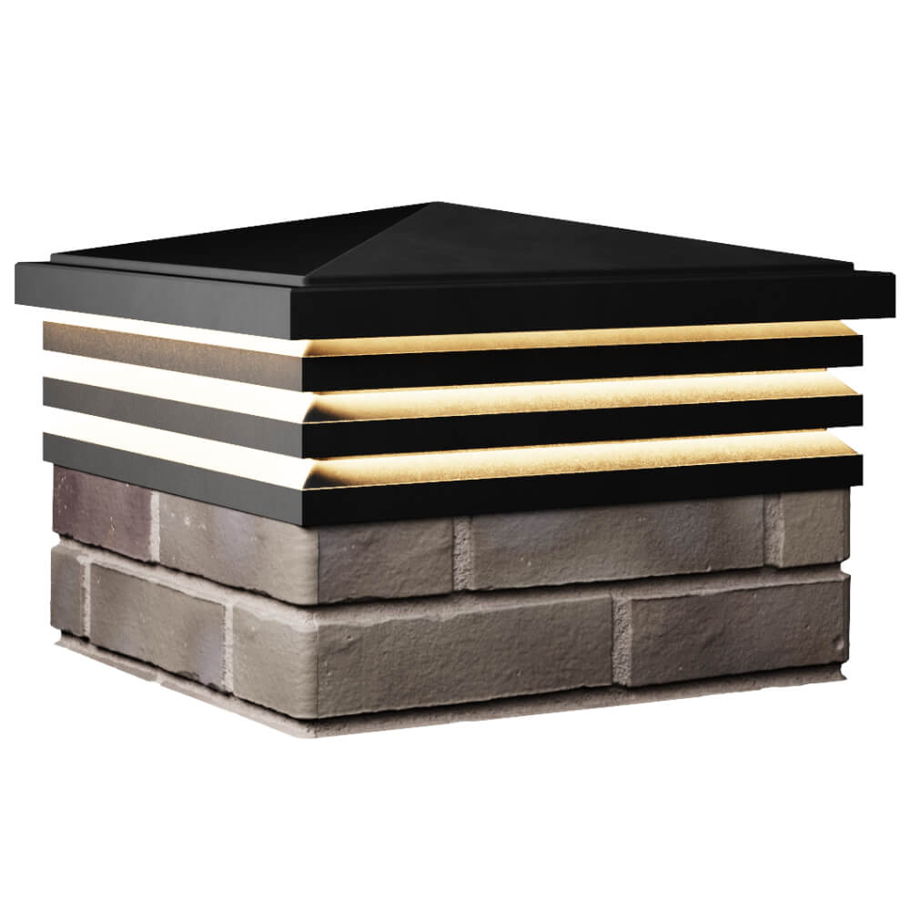 Колпак Zking Бона ХайТек Черный на столб 1.5х1.5 кирпича (385х385мм) с подсветкой в Пскове фото