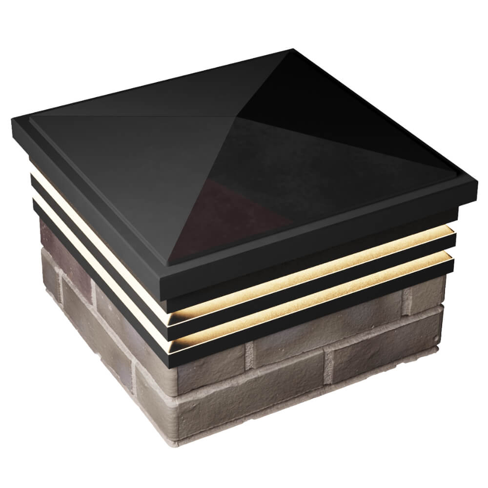 Колпак Zking Бона ХайТек Черный на столб 1.5х1.5 кирпича (385х385мм) с подсветкой в Пскове фото