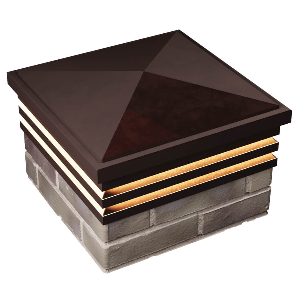 Колпак Zking Бона ХайТек Коричневый на столб 1.5х1.5 кирпича (385х385мм) с подсветкой в Пскове фото