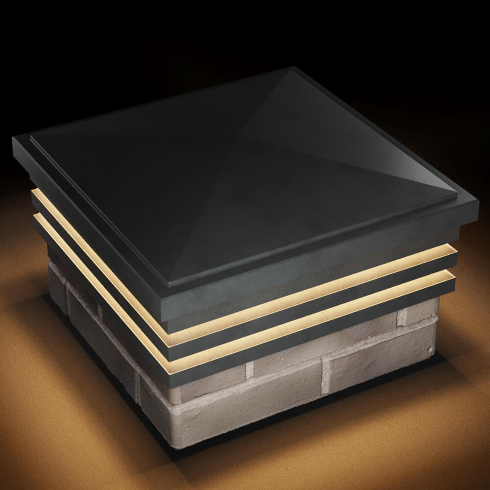 Колпак Zking Бона ХайТек Серый на столб 1.5х1.5 кирпича (385х385мм) с подсветкой в Пскове фото