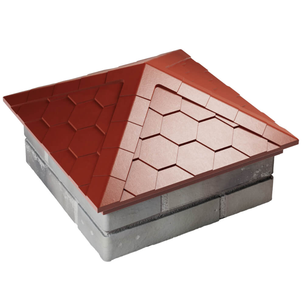 Колпак Zking Эверест Красный на столб 1.5х1.5 кирпича (390х390мм) в Пскове фото