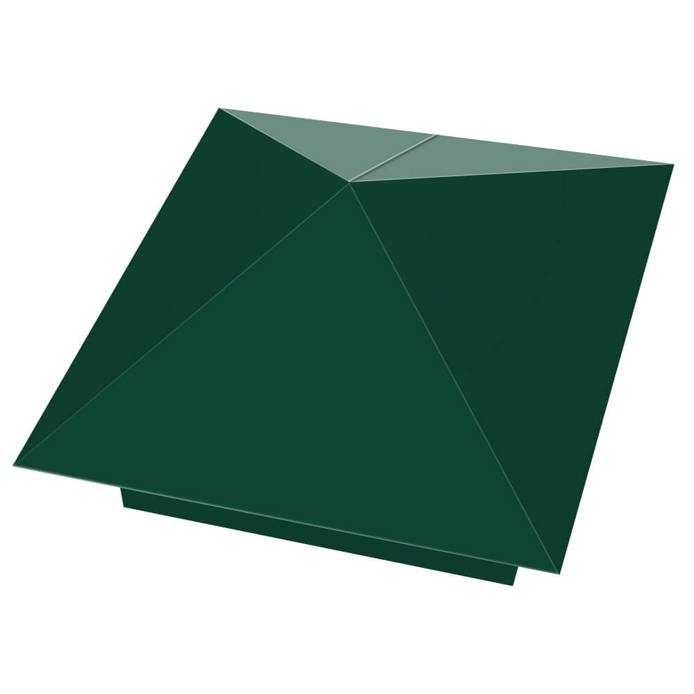 Колпак металлический 390х390мм RAL6005 Зеленый Мох заборный Псков фото