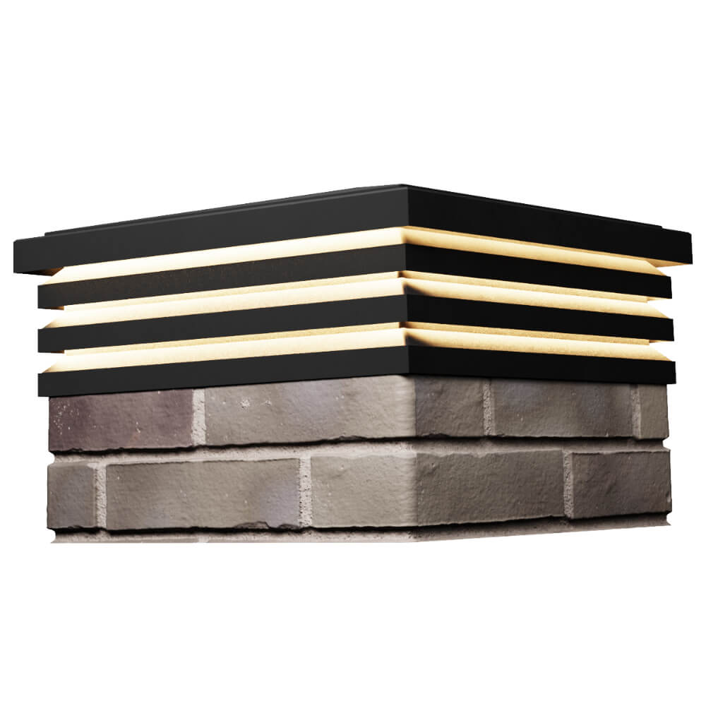 Колпак Zking Бона ХайТек Черный на столб 1.5х1.5 кирпича (385х385мм) с подсветкой в Пскове фото