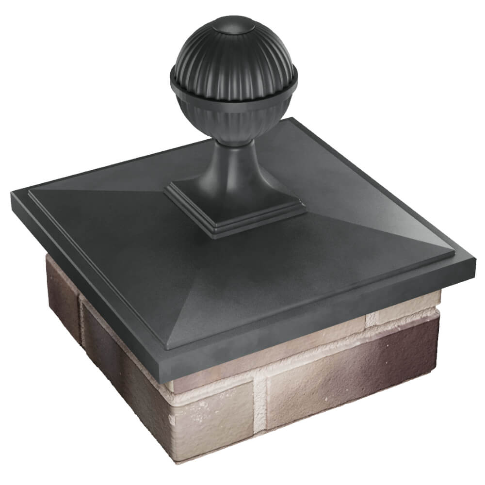 Колпак Zking БонаМоно Серый с шаром на столб 1.5х1.5 кирпича (385х385, 400х400мм) в сборе в Пскове фото