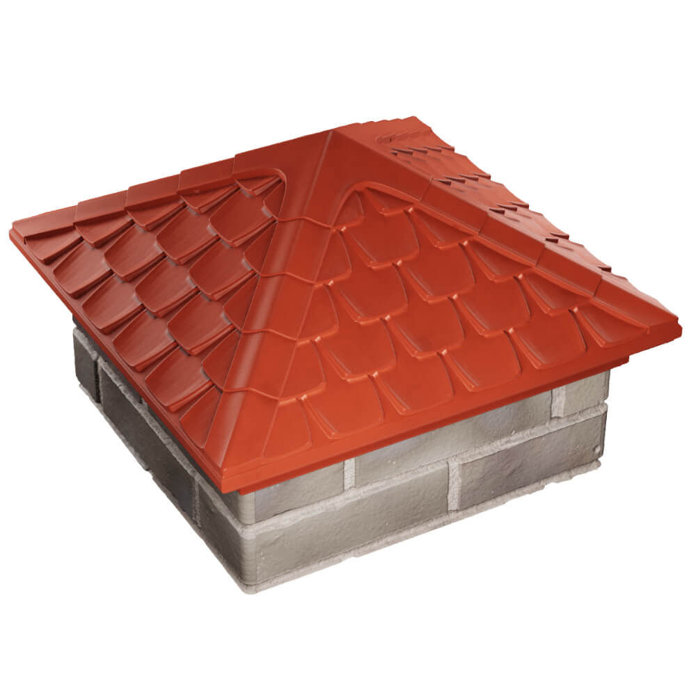 Колпак Zking Эльбрус Красный на столб 1.5х1.5 кирпича (385х385мм) в Пскове фото