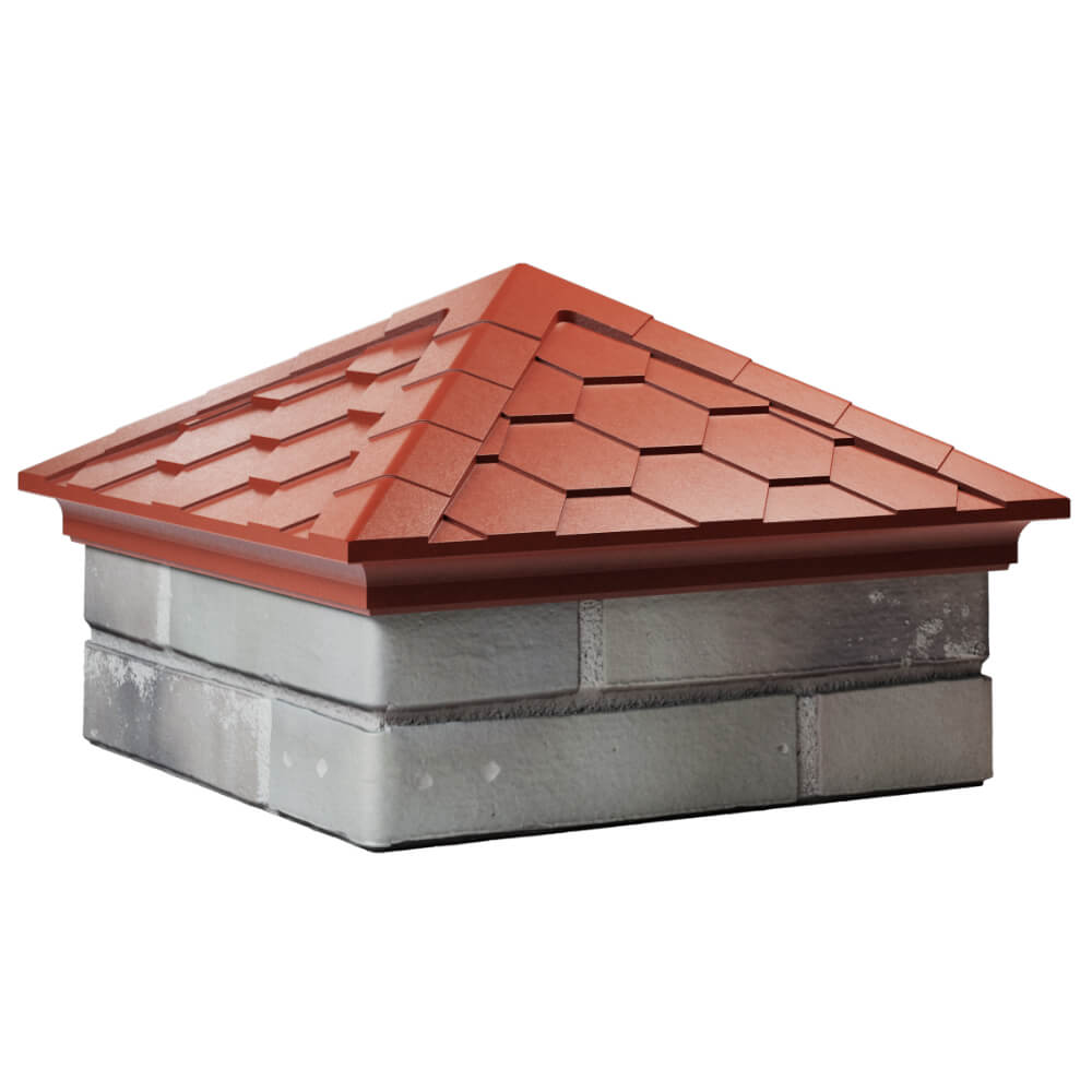 Колпак Zking Эверест Красный на столб 1.5х1.5 кирпича (390х390мм) в Пскове фото