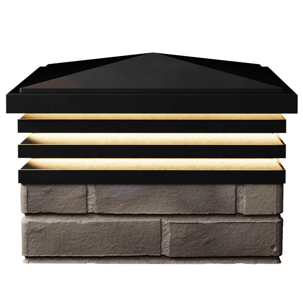 Колпак Zking Бона ХайТек Черный на столб 1.5х1.5 кирпича (385х385мм) с подсветкой в Пскове фото