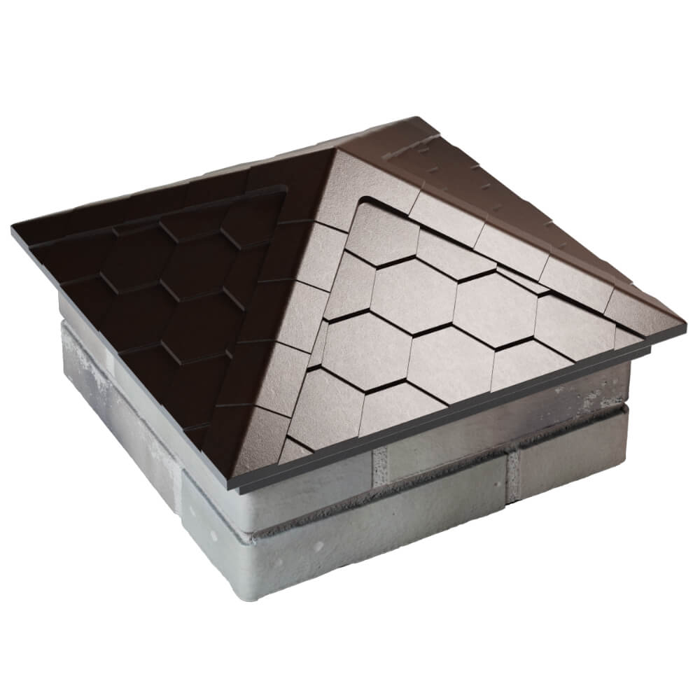 Колпак Zking Эверест Коричневый на столб 1.5х1.5 кирпича (390х390мм) в Пскове фото