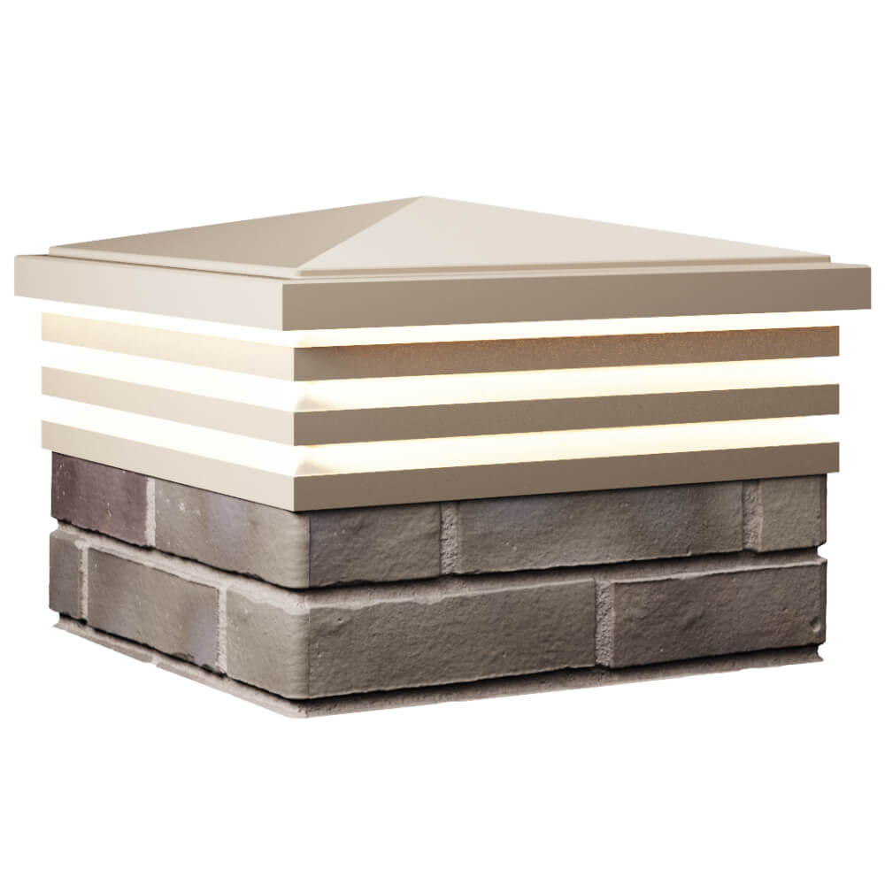 Колпак Zking Бона ХайТек Бежевый на столб 1.5х1.5 кирпича (385х385мм) с подсветкой в Пскове фото