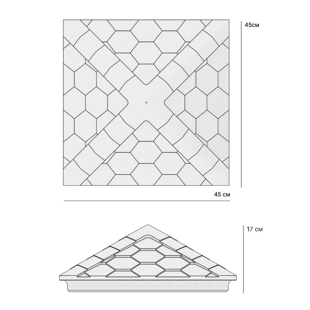 Колпак Zking Эверест Серый на столб 1.5х1.5 кирпича (390х390мм) в Пскове фото