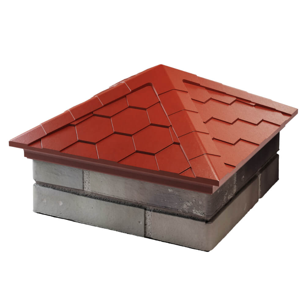 Колпак Zking Эверест Красный на столб 1.5х1.5 кирпича (390х390мм) в Пскове фото