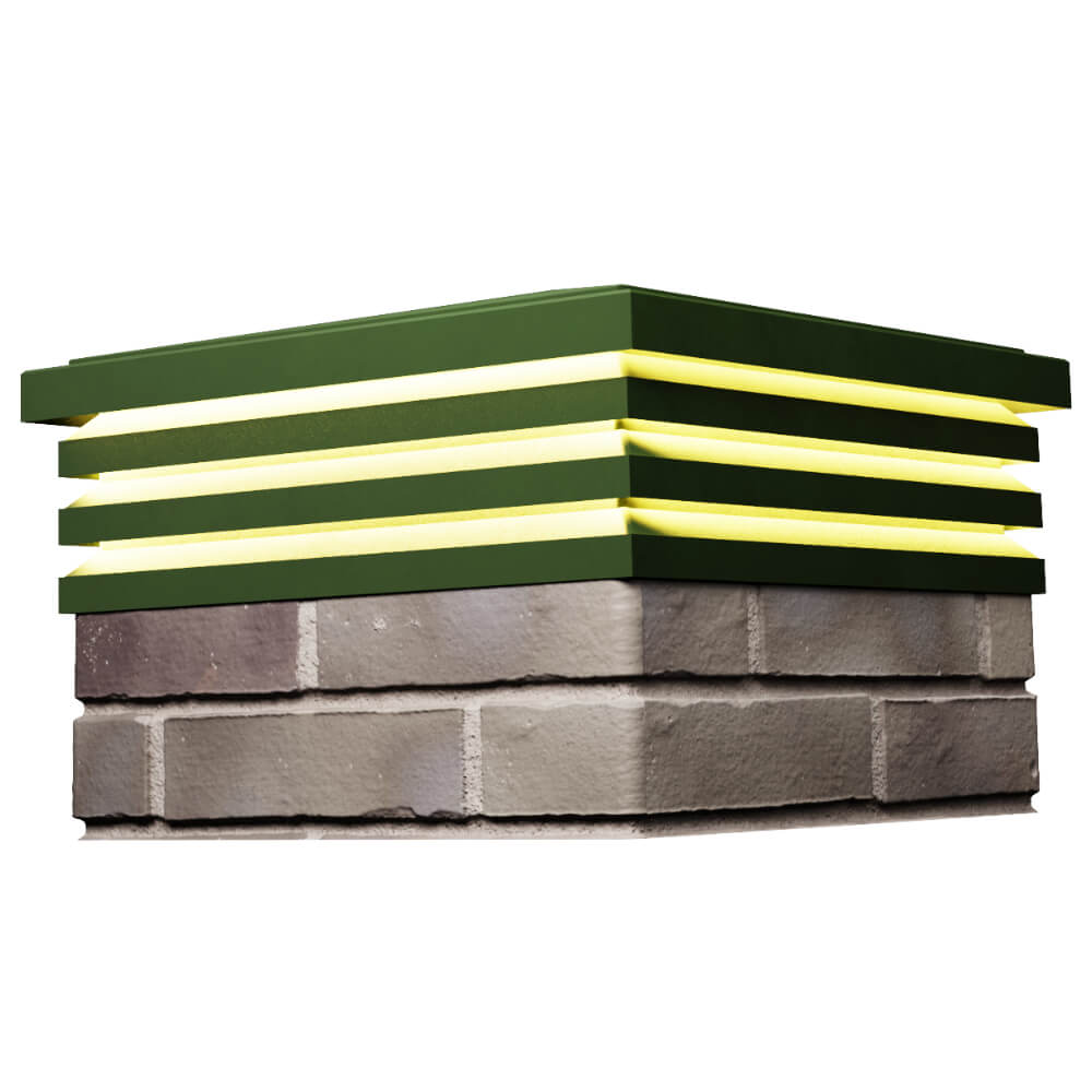 Колпак Zking Бона ХайТек Зеленый на столб 1.5х1.5 кирпича (385х385мм) с подсветкой в Пскове фото