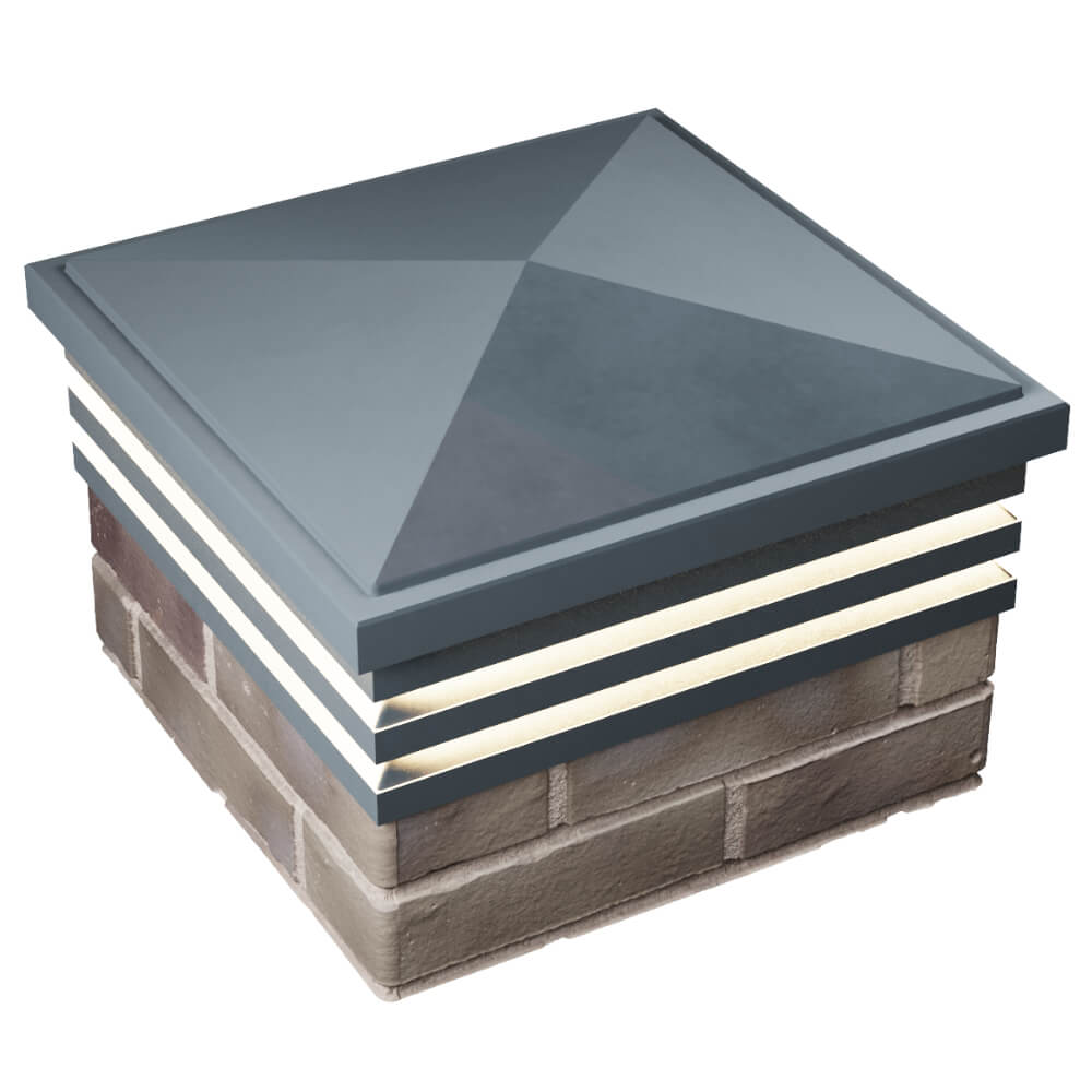 Колпак Zking Бона ХайТек Серый на столб 1.5х1.5 кирпича (385х385мм) с подсветкой в Пскове фото