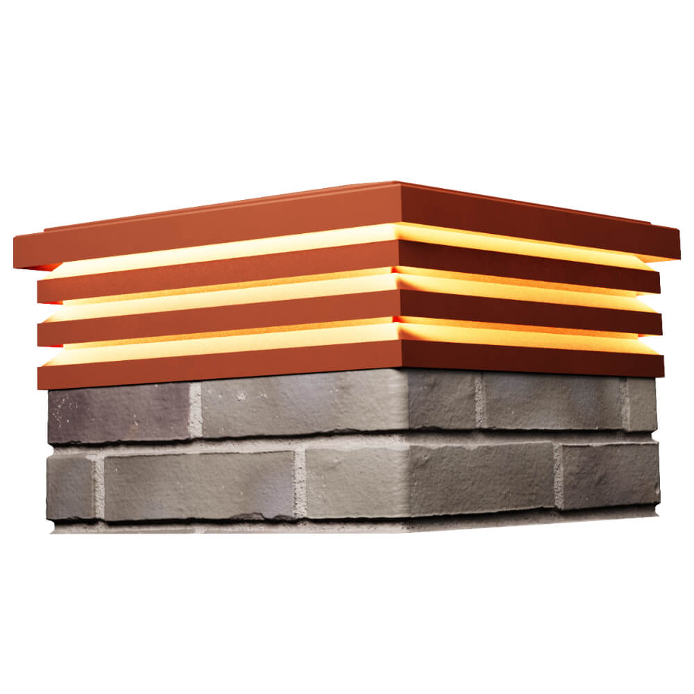 Колпак Zking Бона ХайТек Красный на столб 1.5х1.5 кирпича (385х385мм) с подсветкой в Пскове фото