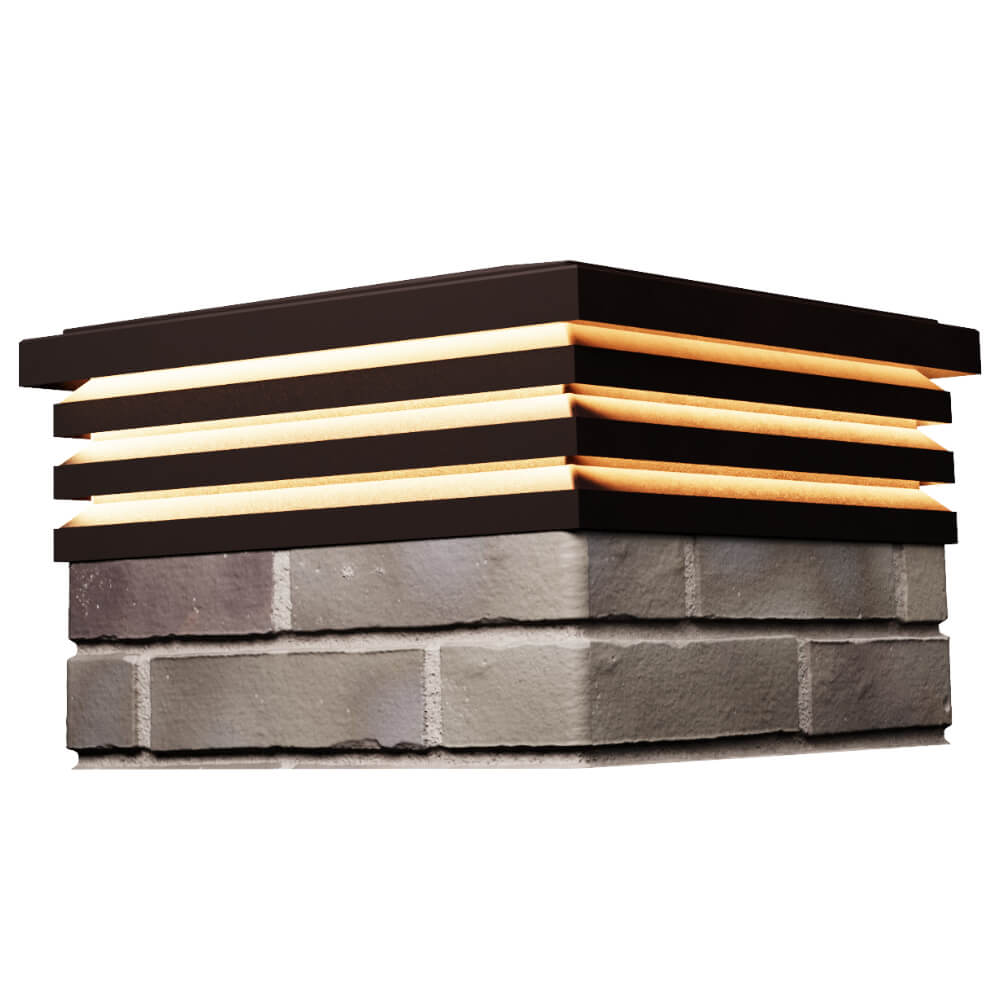 Колпак Zking Бона ХайТек Коричневый на столб 1.5х1.5 кирпича (385х385мм) с подсветкой в Пскове фото