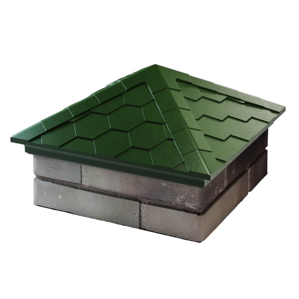 Колпак Zking Эверест Зеленый на столб 1.5х1.5 кирпича (390х390мм) в Пскове фото