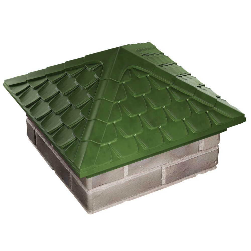 Колпак Zking Эльбрус Зеленый на столб 1.5х1.5 кирпича (385х385мм) в Пскове фото