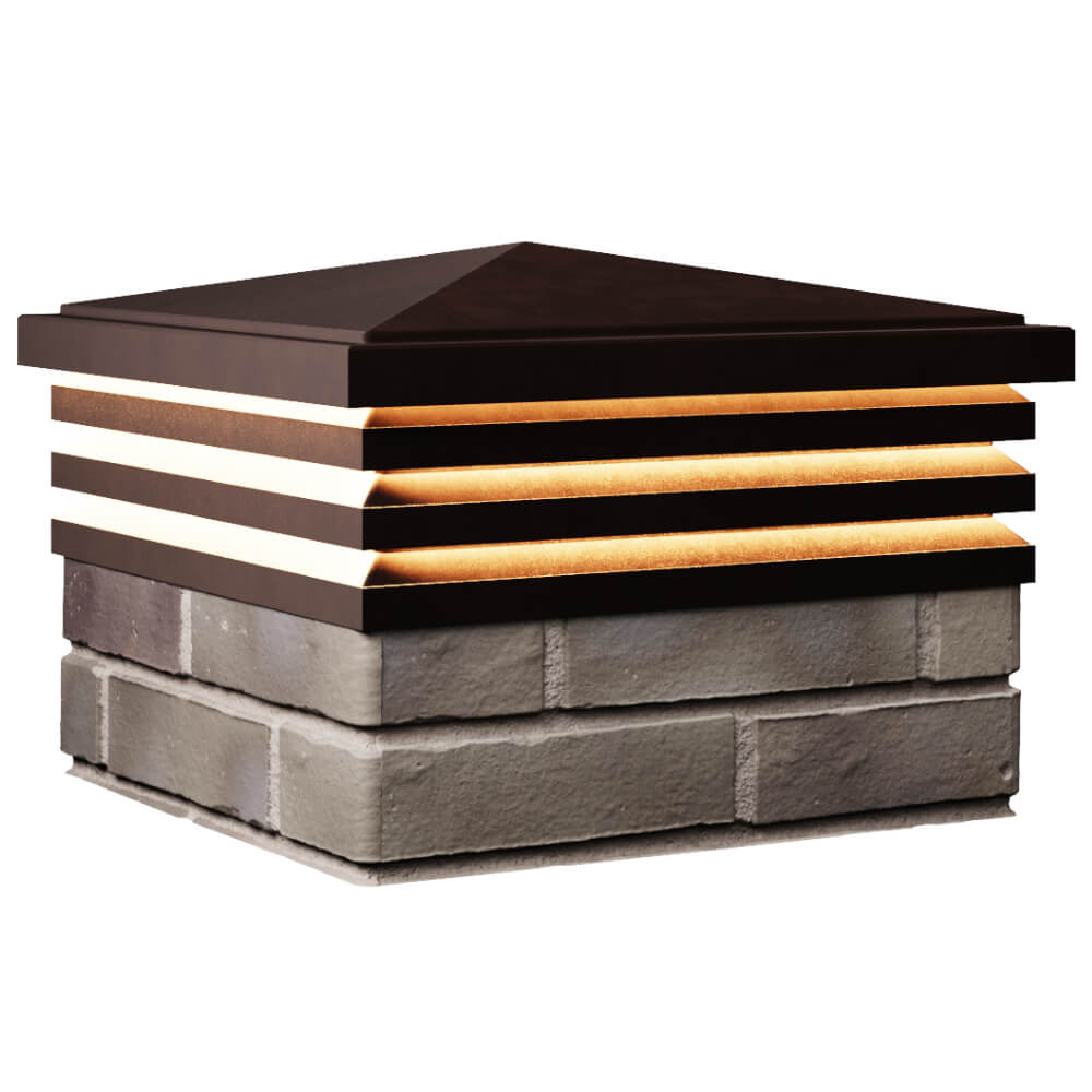 Колпак Zking Бона ХайТек Коричневый на столб 1.5х1.5 кирпича (385х385мм) с подсветкой в Пскове фото