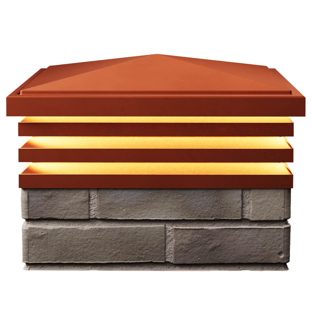 Колпак Zking Бона ХайТек Красный на столб 1.5х1.5 кирпича (385х385мм) с подсветкой в Пскове фото