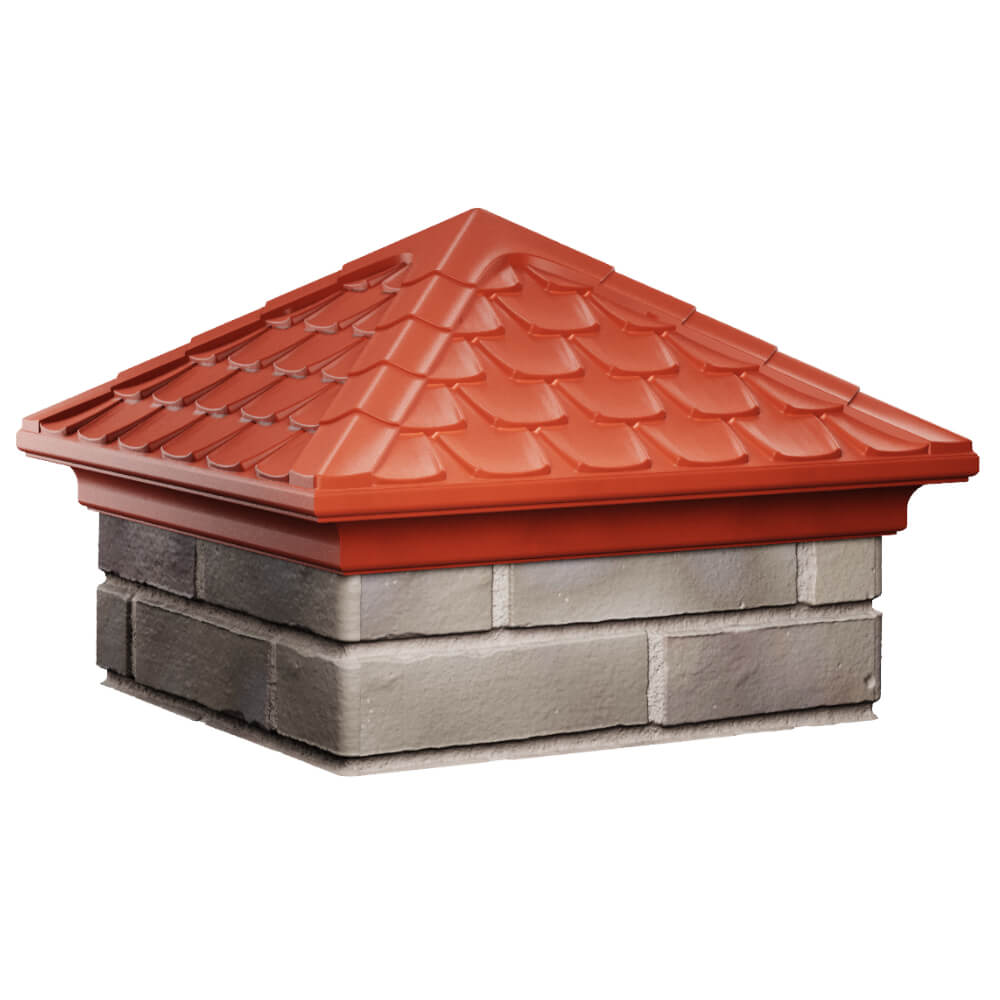 Колпак Zking Эльбрус Красный на столб 1.5х1.5 кирпича (385х385мм) в Пскове фото