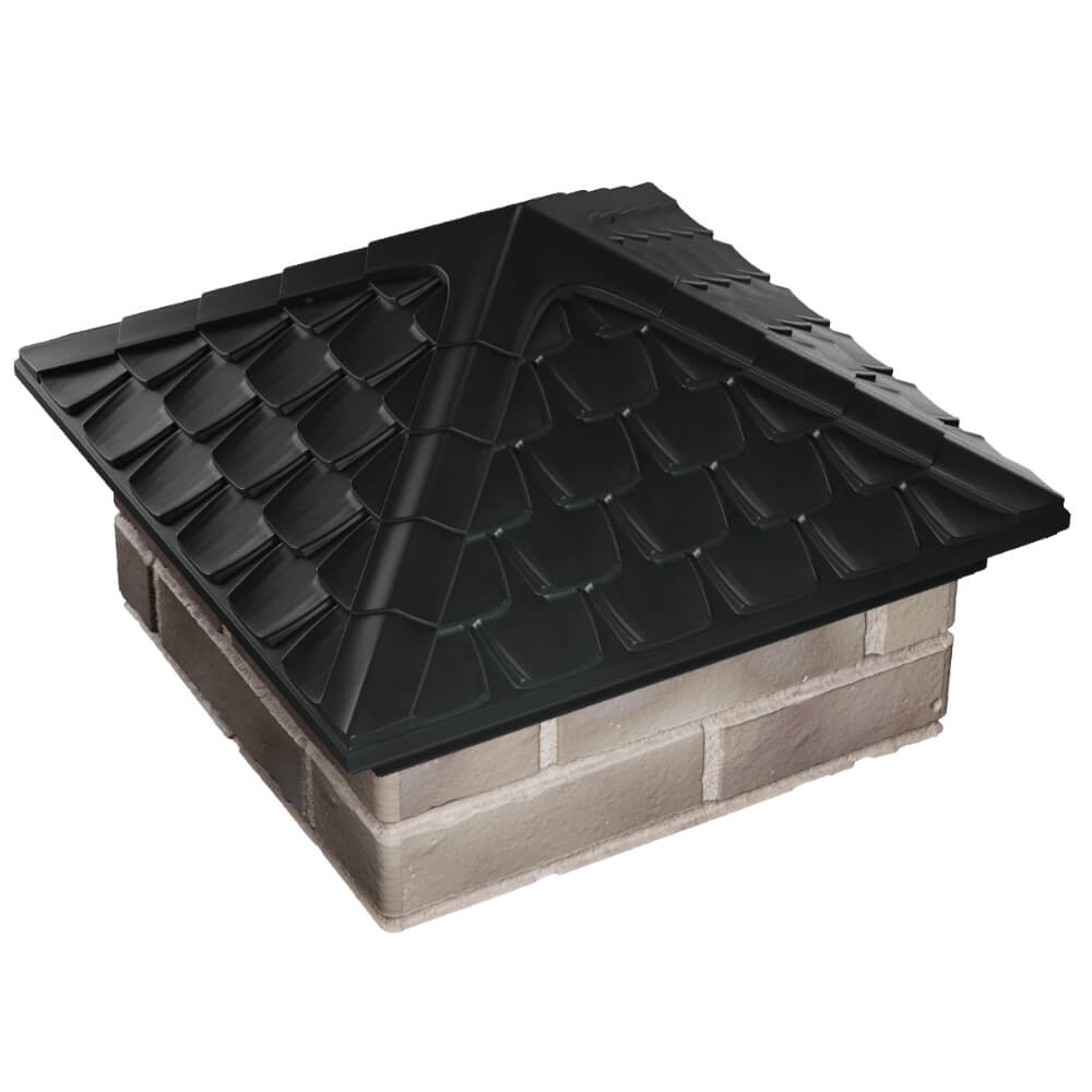 Колпак Zking Эльбрус Черный на столб 1.5х1.5 кирпича (385х385мм) в Пскове фото