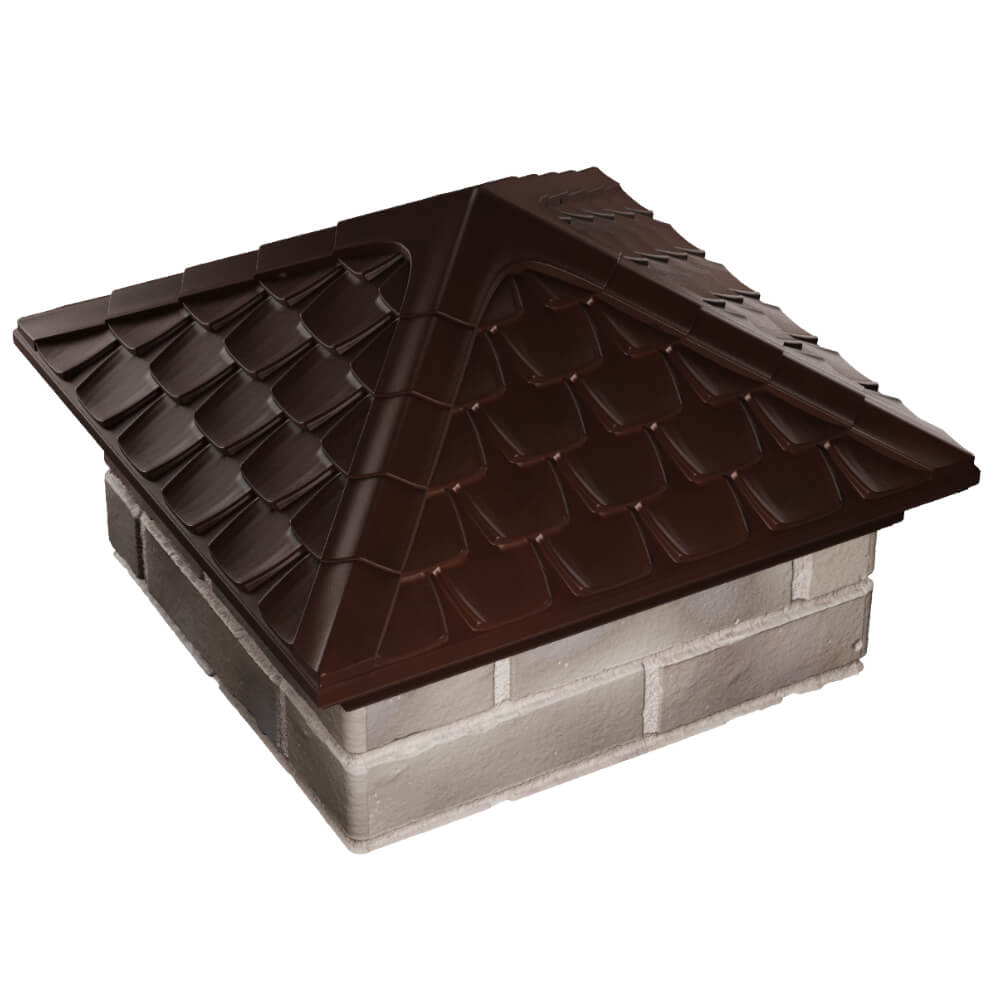 Колпак Zking Эльбрус Коричневый на столб 1.5х1.5 кирпича (385х385мм) в Пскове фото