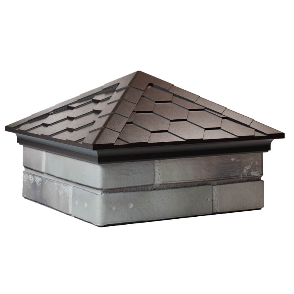 Колпак Zking Эверест Коричневый на столб 1.5х1.5 кирпича (390х390мм) в Пскове фото