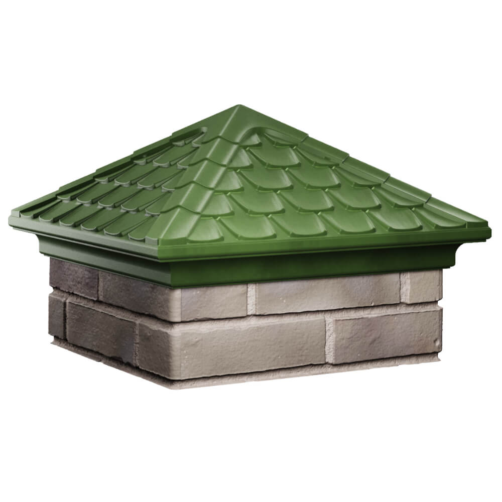 Колпак Zking Эльбрус Зеленый на столб 1.5х1.5 кирпича (385х385мм) в Пскове фото