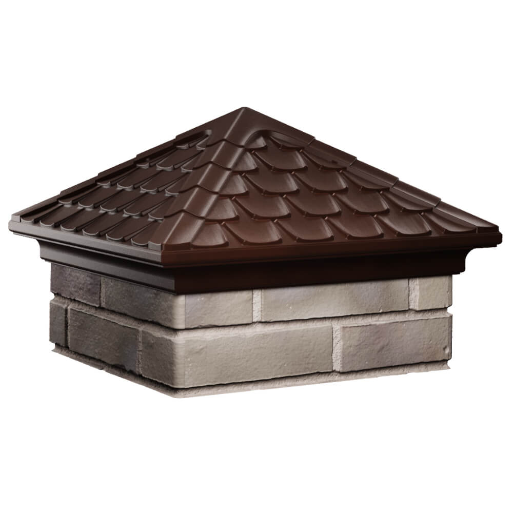 Колпак Zking Эльбрус Коричневый на столб 1.5х1.5 кирпича (385х385мм) в Пскове фото