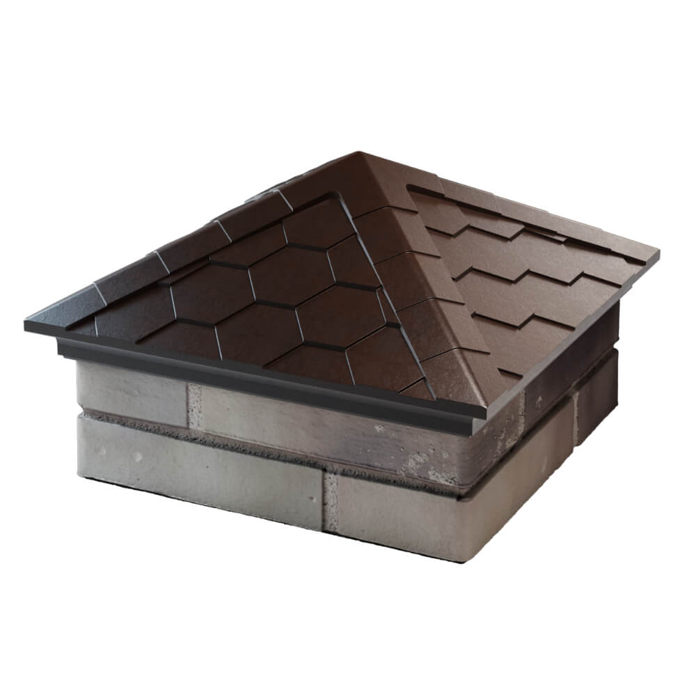Колпак Zking Эверест Коричневый на столб 1.5х1.5 кирпича (390х390мм) в Пскове фото